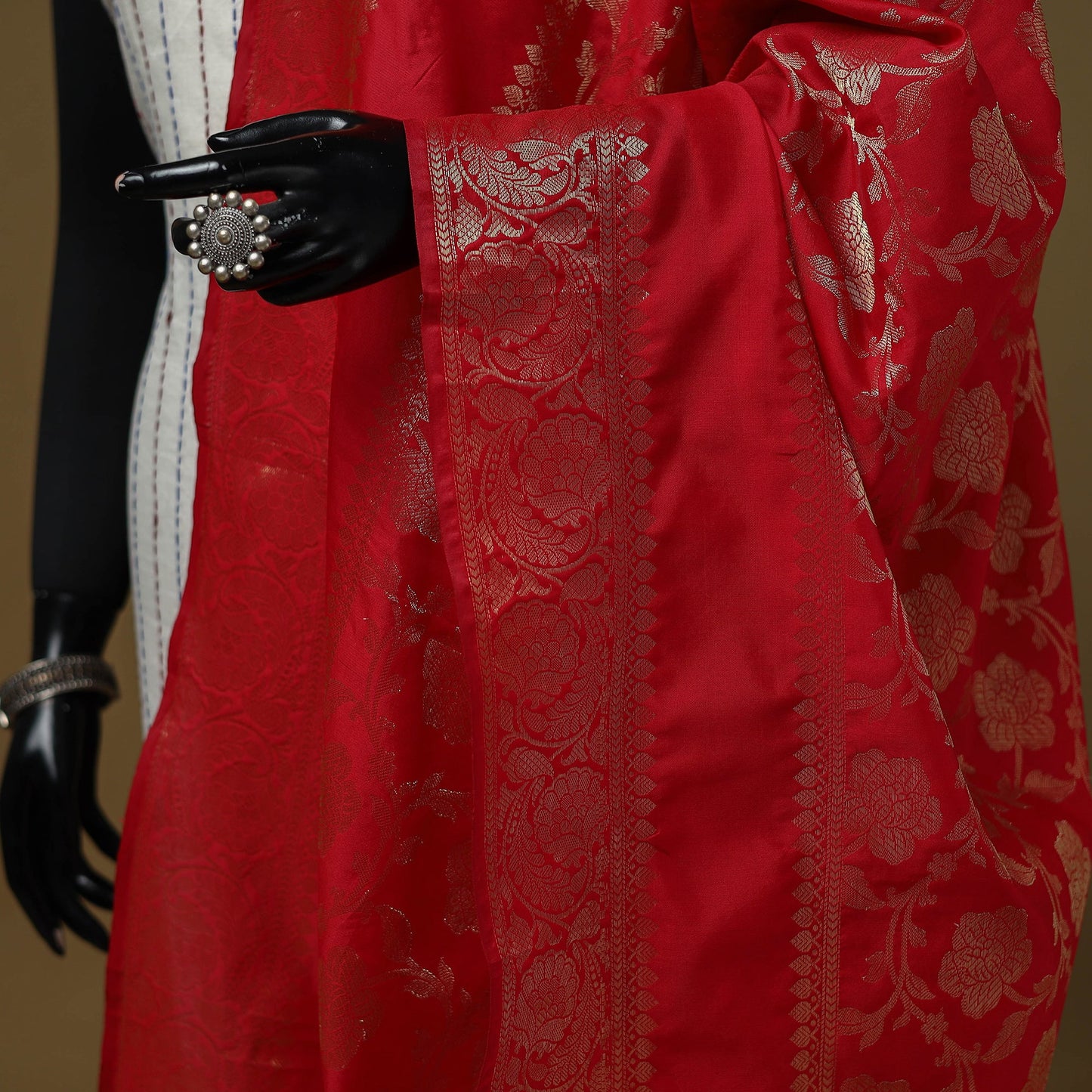 Zari work silk banarasi dupatta 01 - handcrafted
