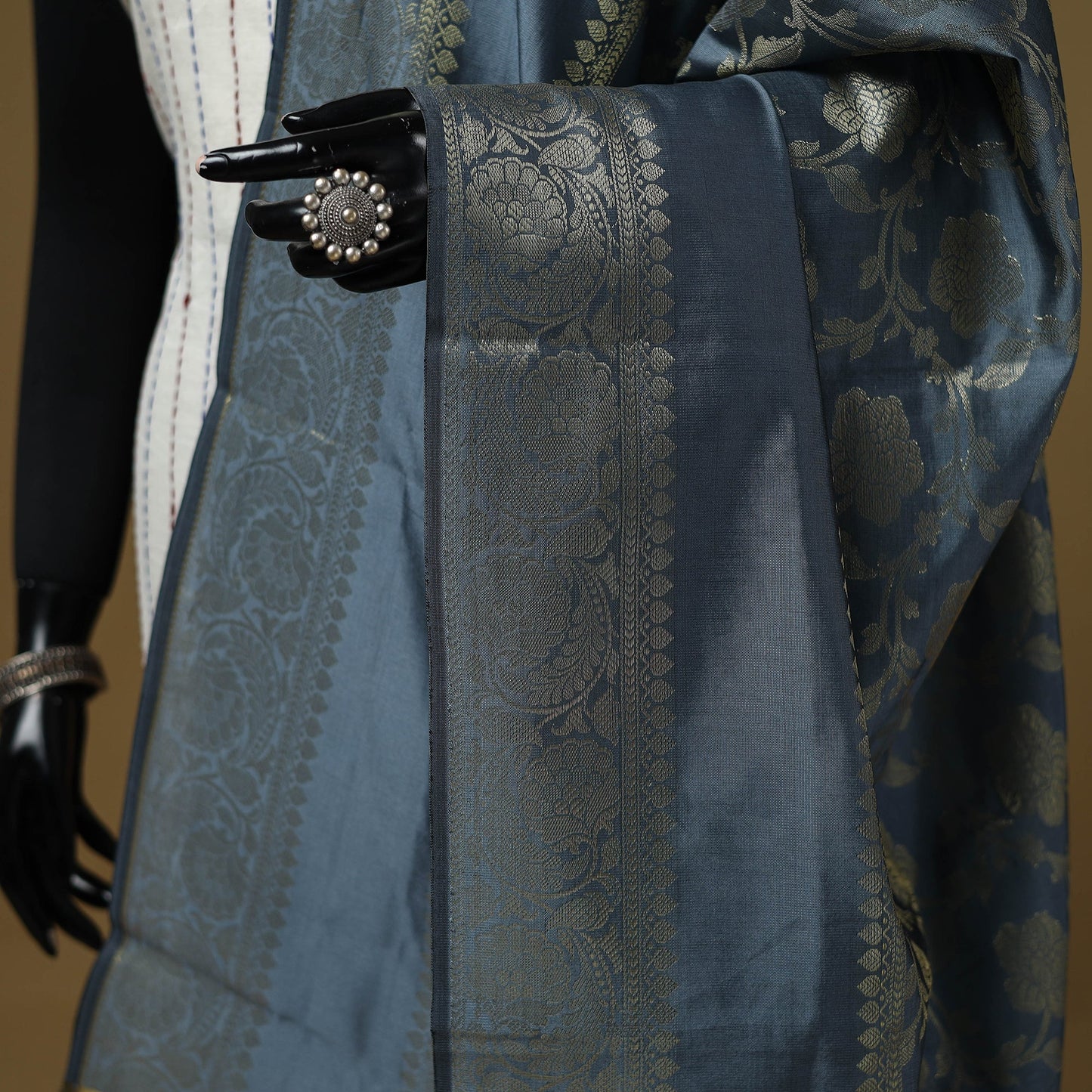 Zari work silk banarasi dupatta 02 - handcrafted
