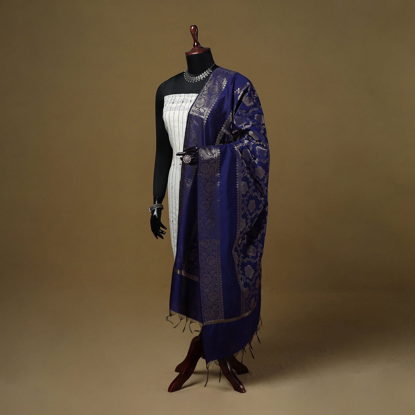 Zari work silk banarasi dupatta 03 - handcrafted