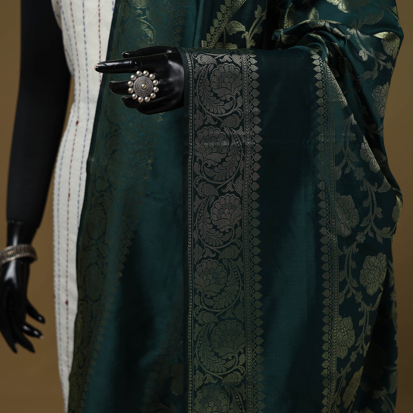 Zari work silk banarasi dupatta 07 - handcrafted
