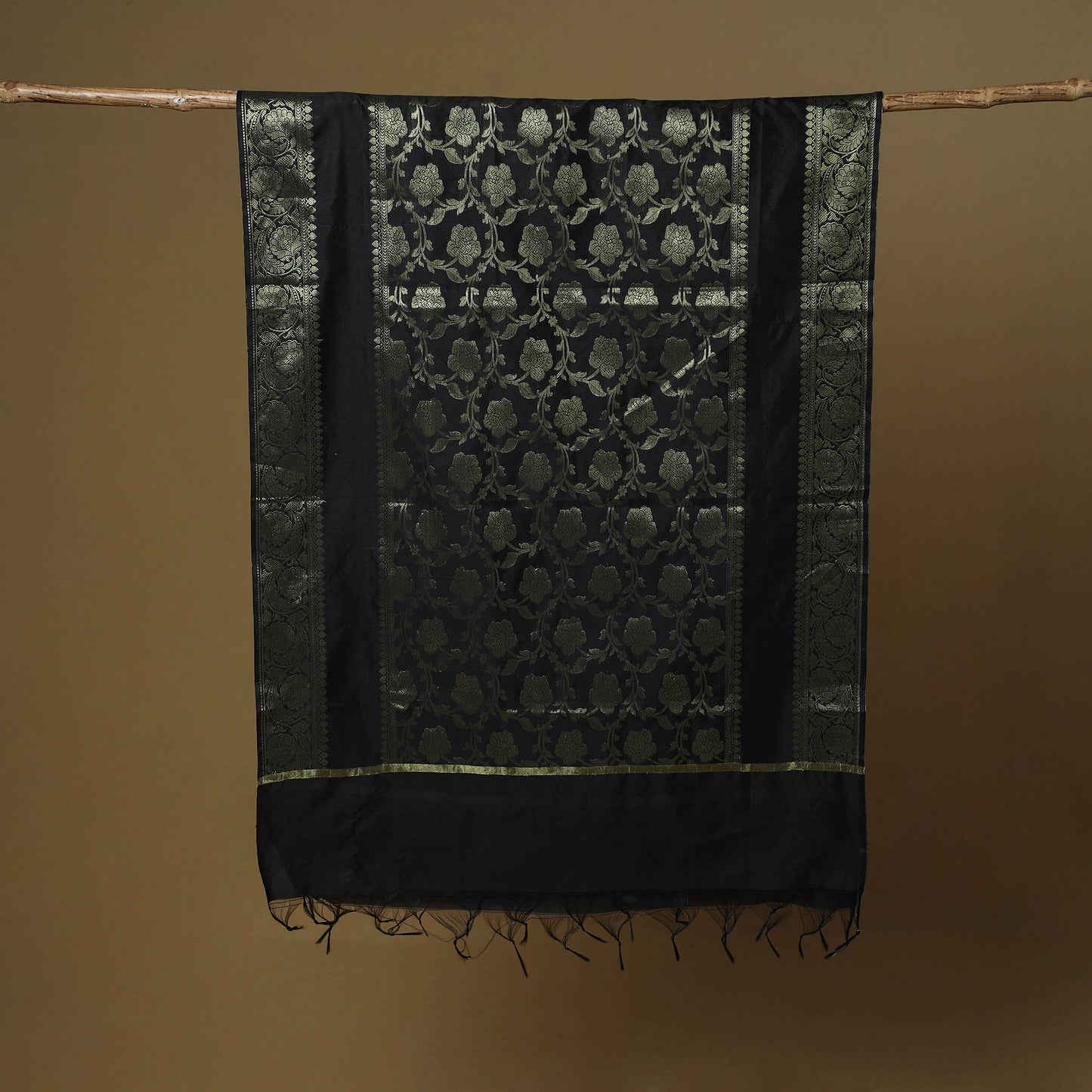 Zari work silk banarasi dupatta 08 - handcrafted