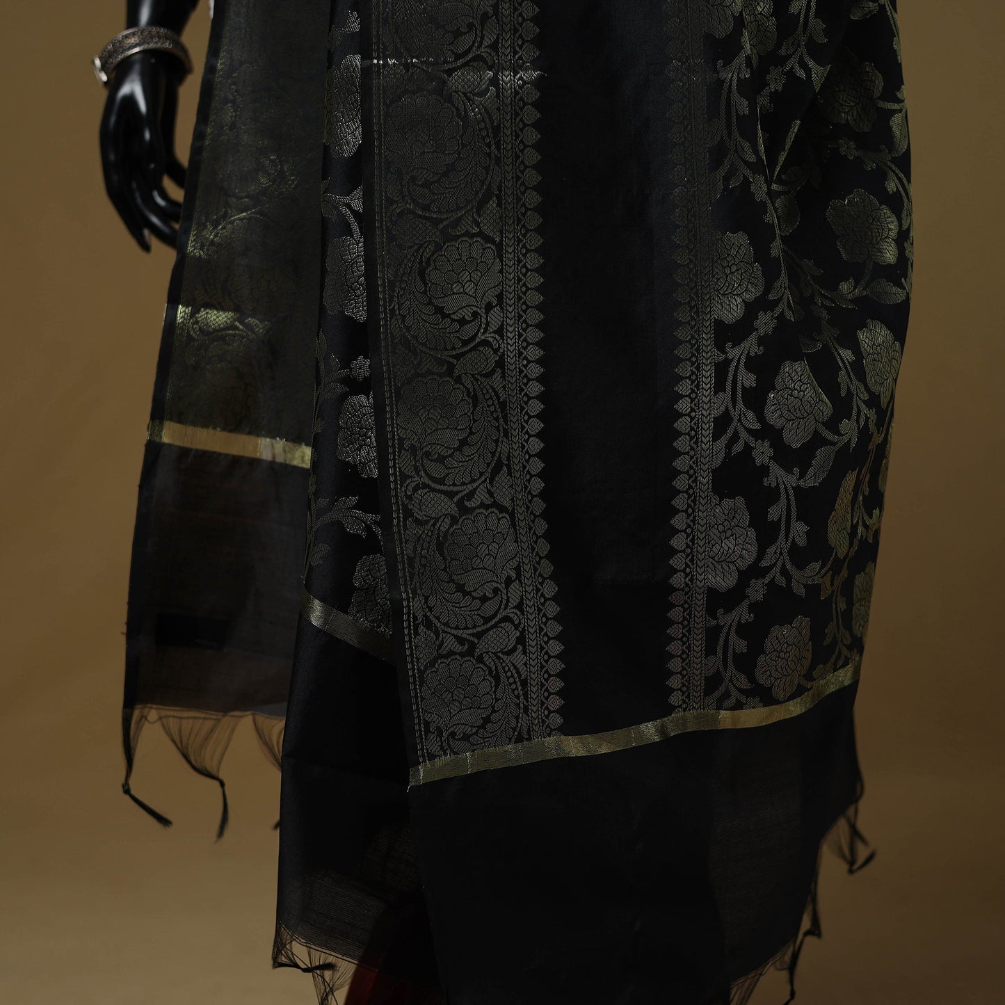 Zari work silk banarasi dupatta 08 - handcrafted