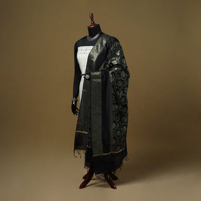 Zari work silk banarasi dupatta 08 - handcrafted