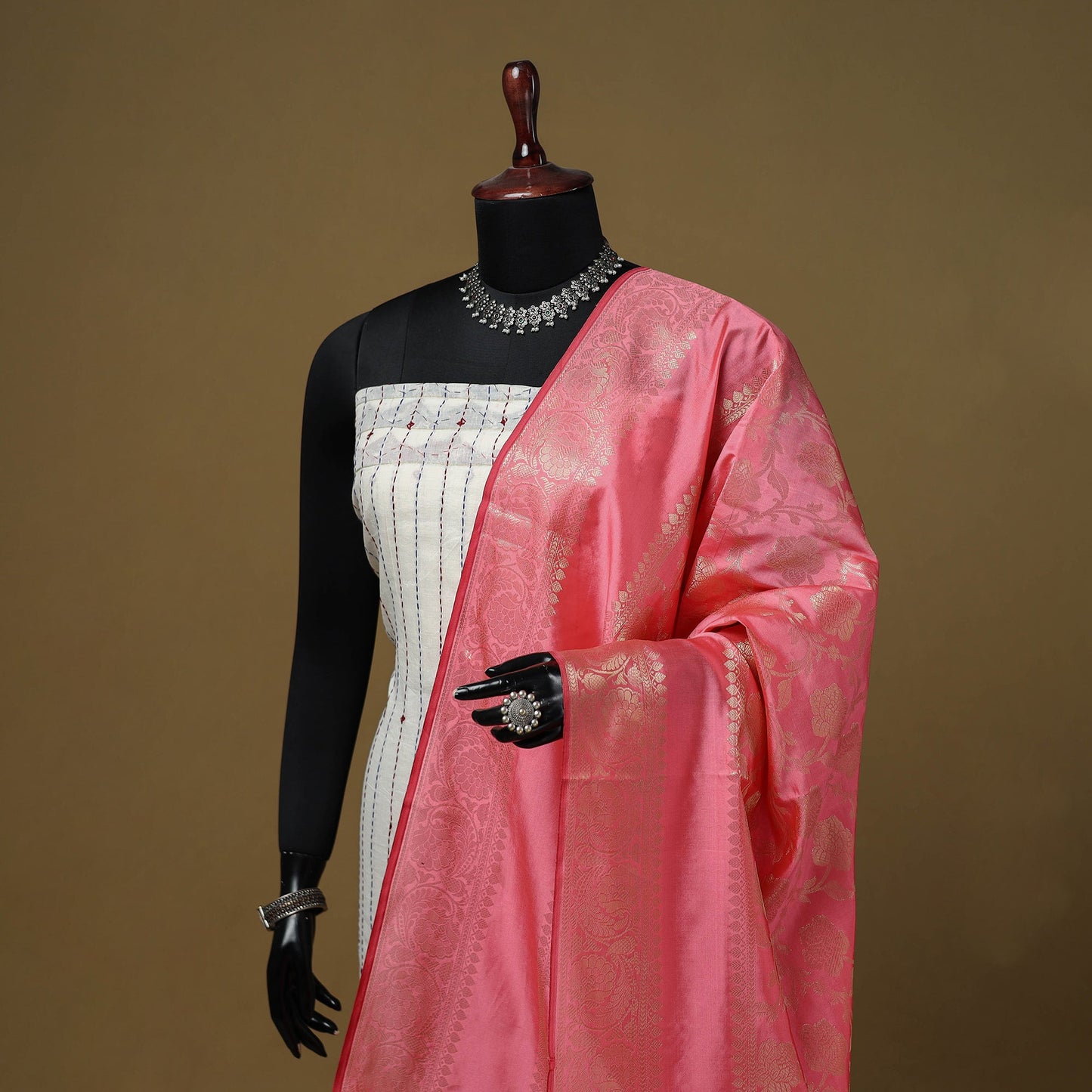Zari work silk banarasi dupatta 10 - handcrafted