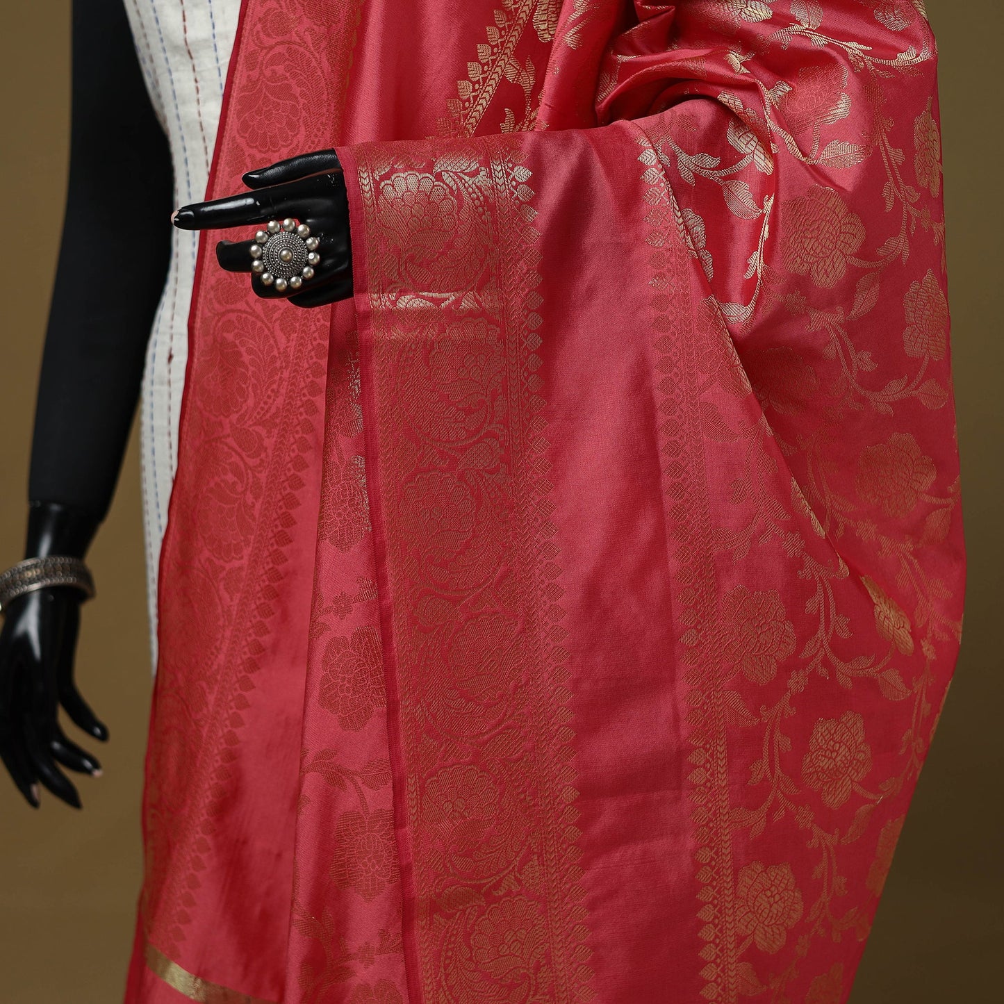 Zari work silk banarasi dupatta 11 - handcrafted