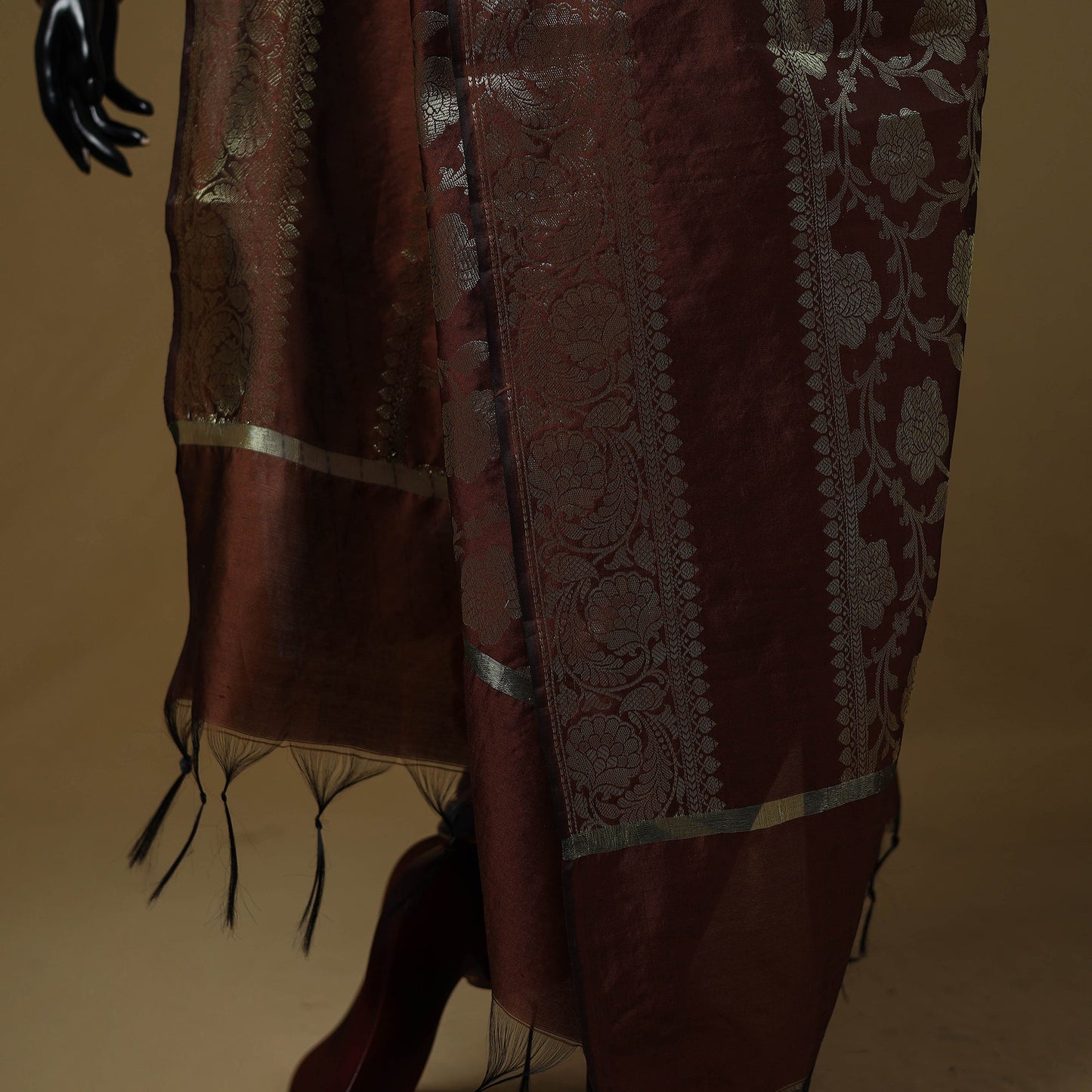 Zari work silk banarasi dupatta 13 - handcrafted
