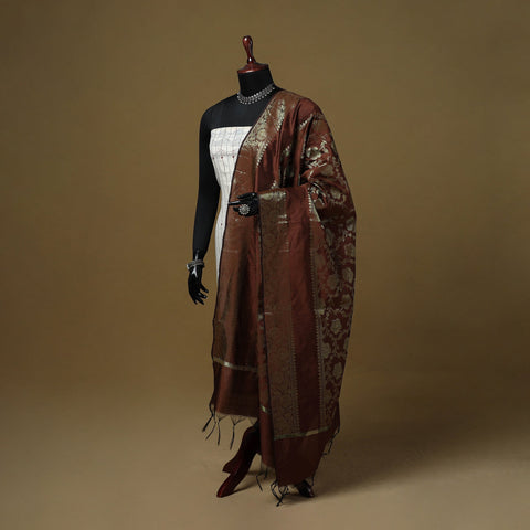 Zari work silk banarasi dupatta 13 - handcrafted