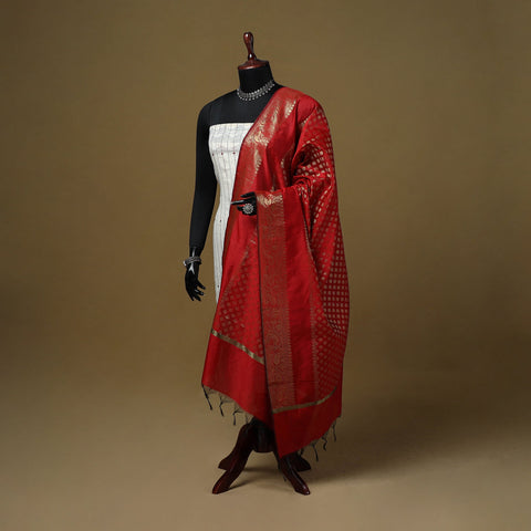 Zari work silk banarasi dupatta 14 - handcrafted
