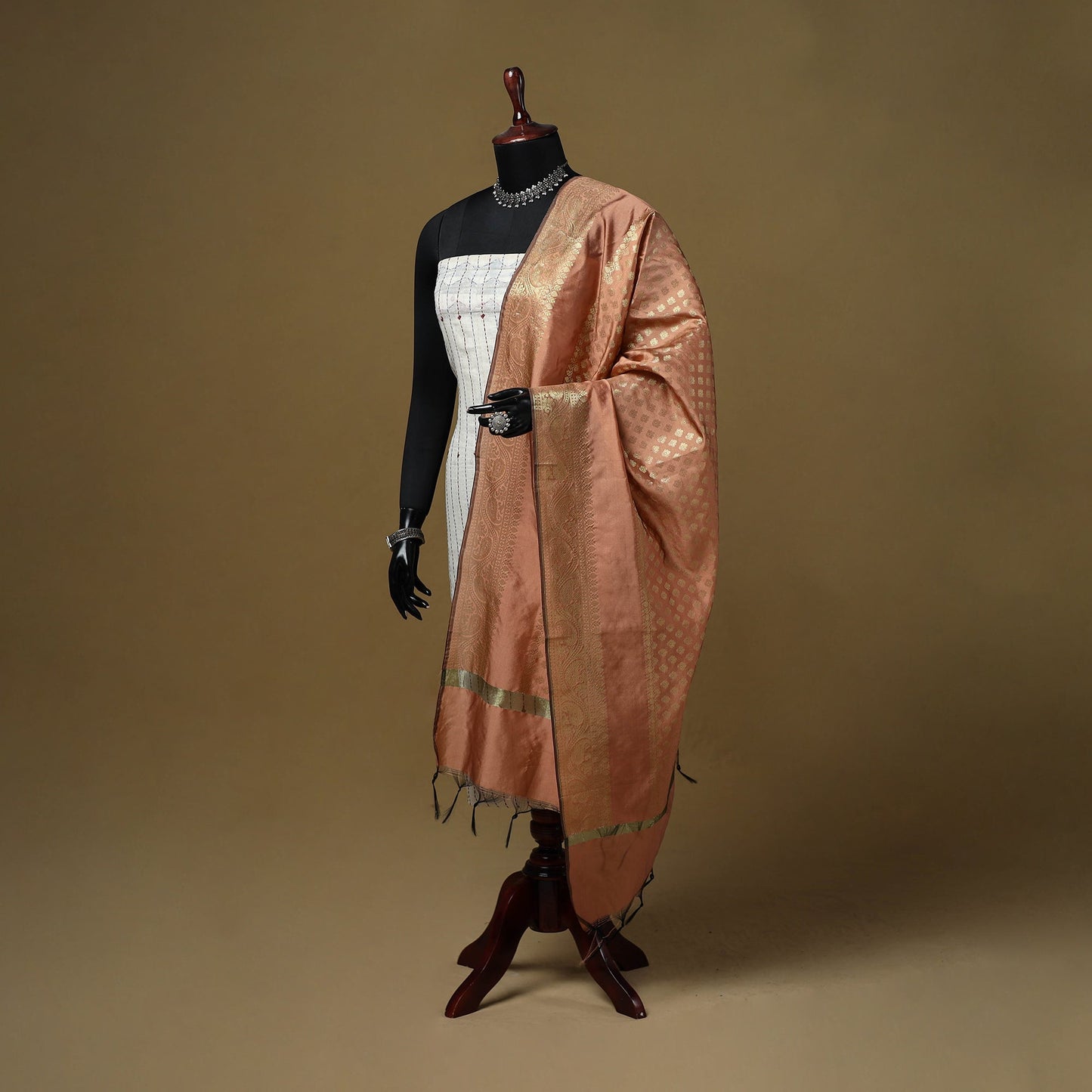 Zari work silk banarasi dupatta 15 - handcrafted