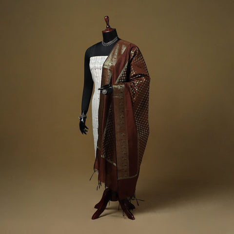 Zari work silk banarasi dupatta 19 - handcrafted