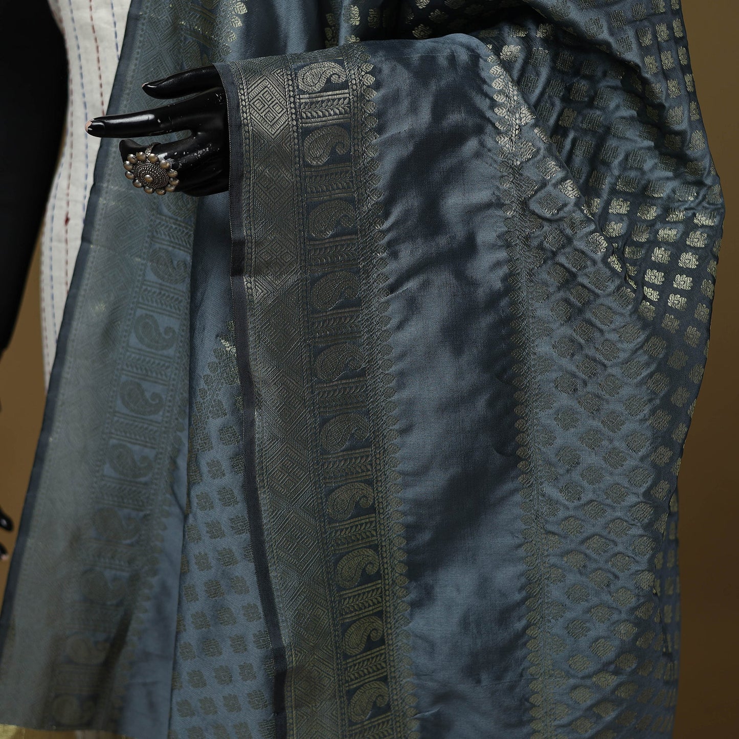 Zari work silk banarasi dupatta 23 - handcrafted