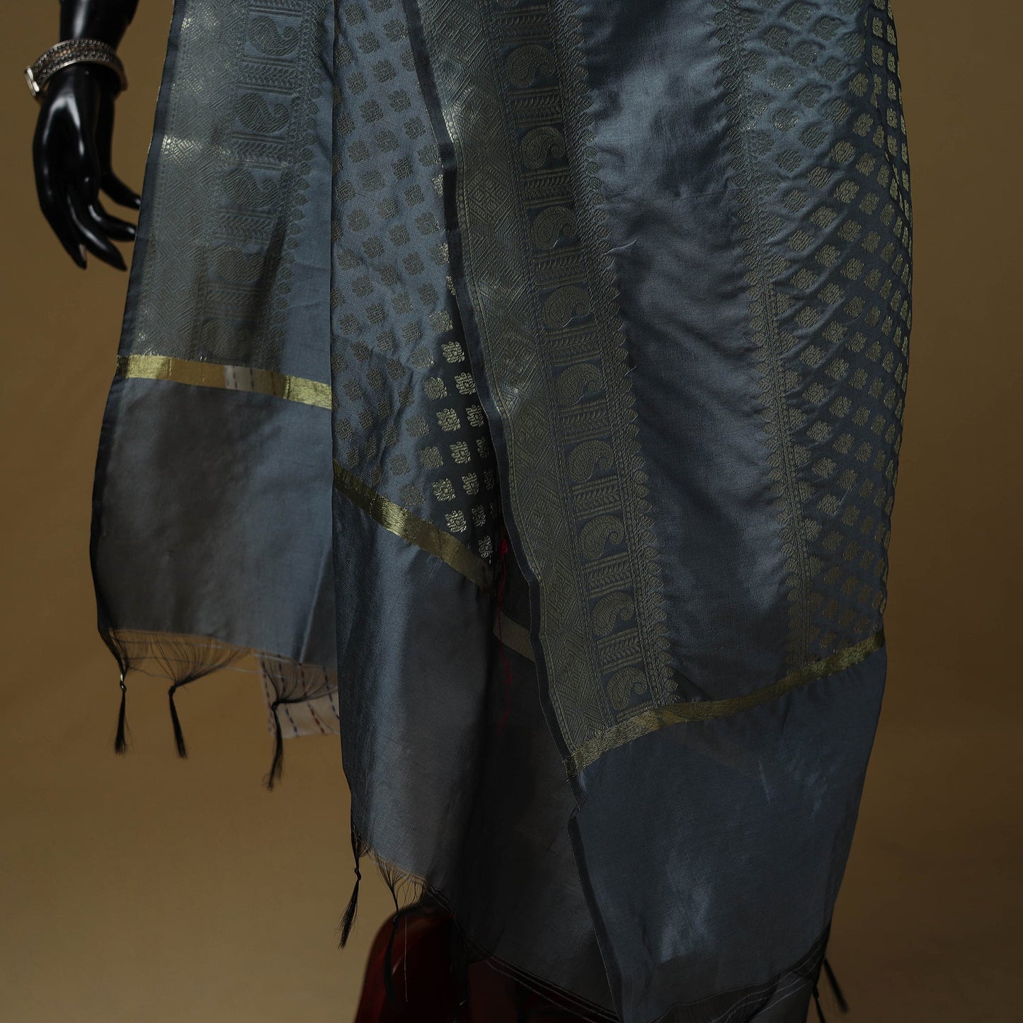 Zari work silk banarasi dupatta 23 - handcrafted