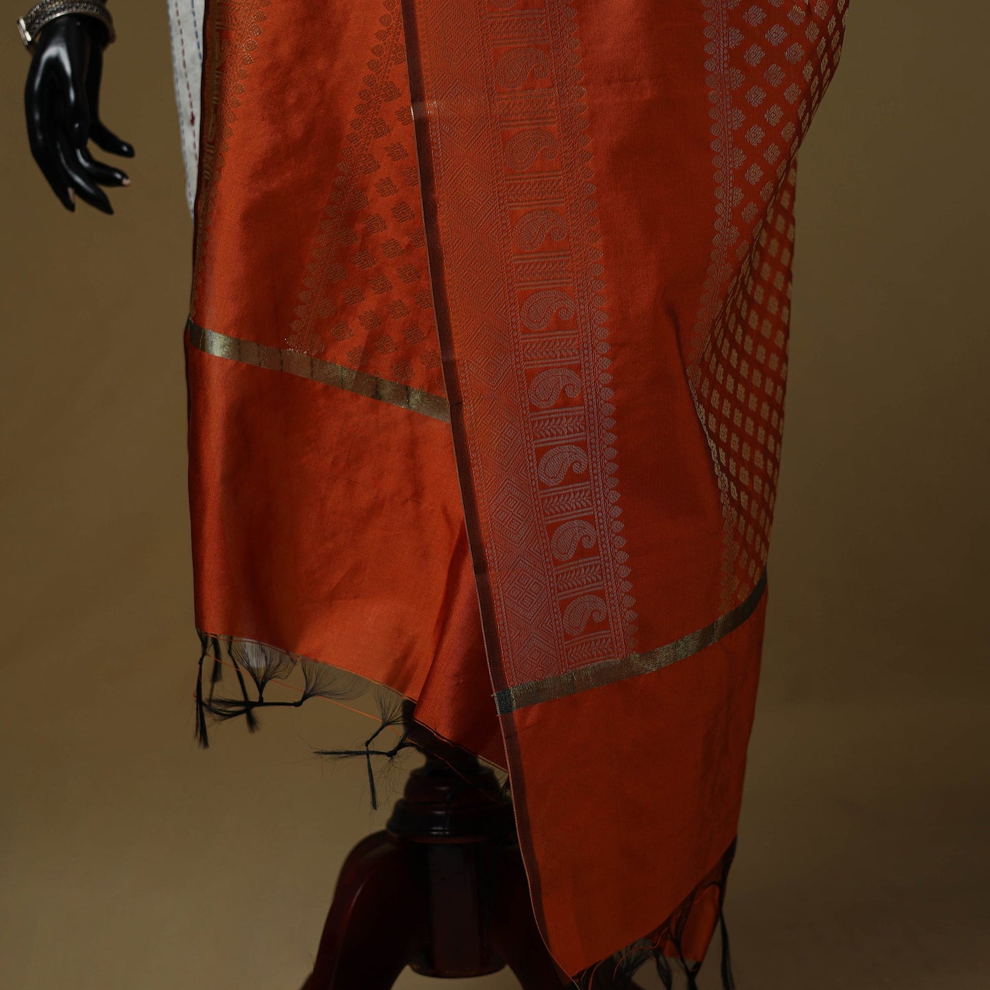 Zari work silk banarasi dupatta 25 - handcrafted