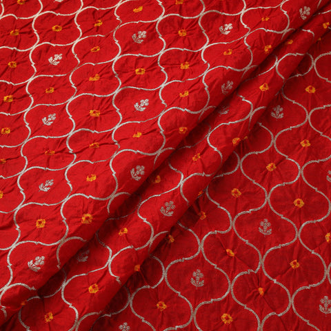 Zari work silk tie-dye bandhani fabric 40 - handcrafted