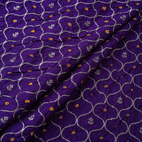 Zari work silk tie-dye bandhani fabric 41 - handcrafted