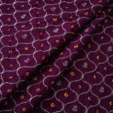 Zari work silk tie-dye bandhani fabric 42 - handcrafted