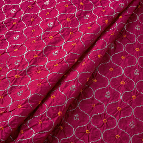 Zari work silk tie-dye bandhani fabric 43 - handcrafted