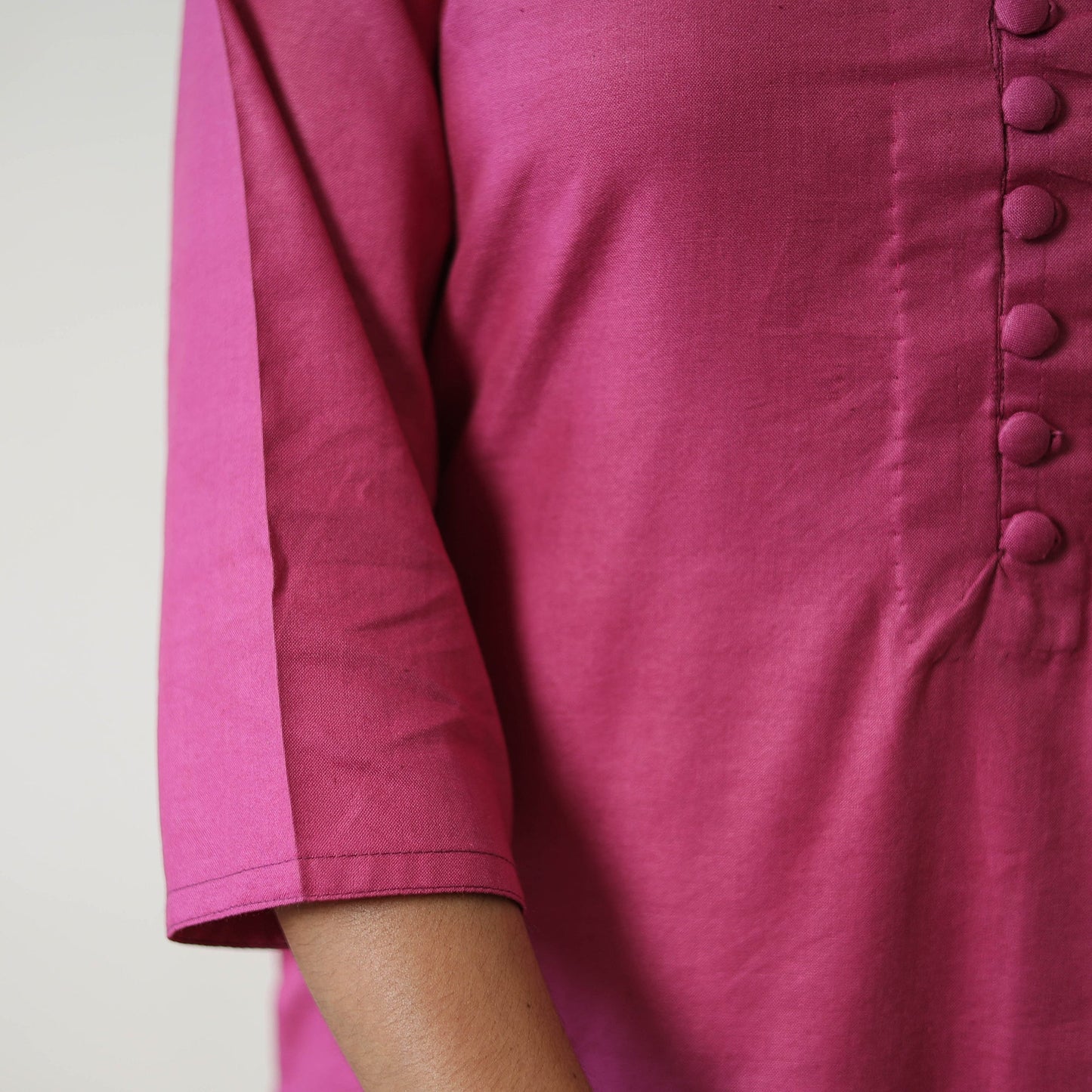  Zeenat Pink Linen Cotton Plain Kurta