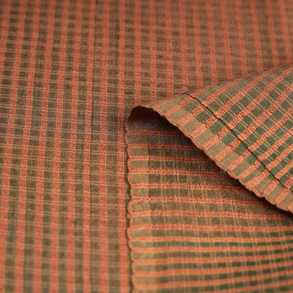 Brown Vidarbha Tussar Silk Checks Handloom Fabric