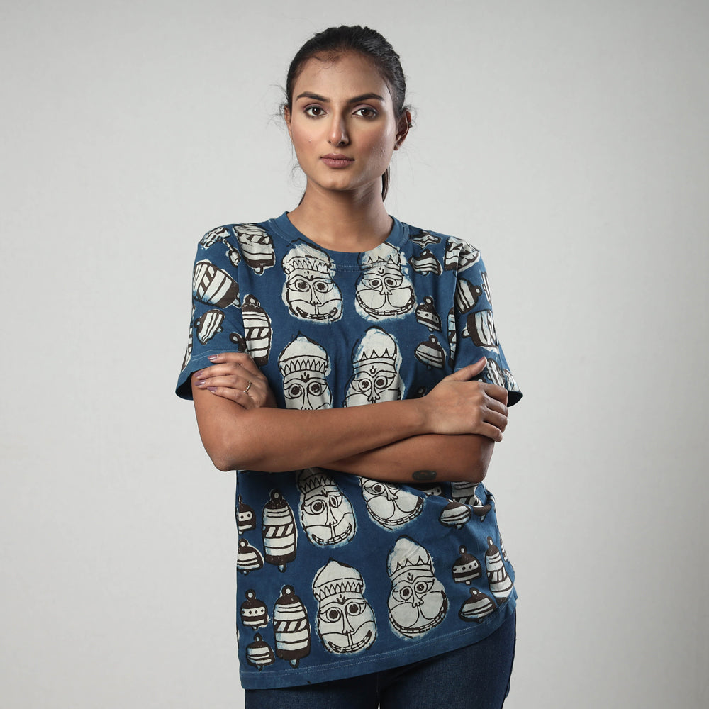  Bindaas Block Art Printed Cotton Round Neck T-shirt 