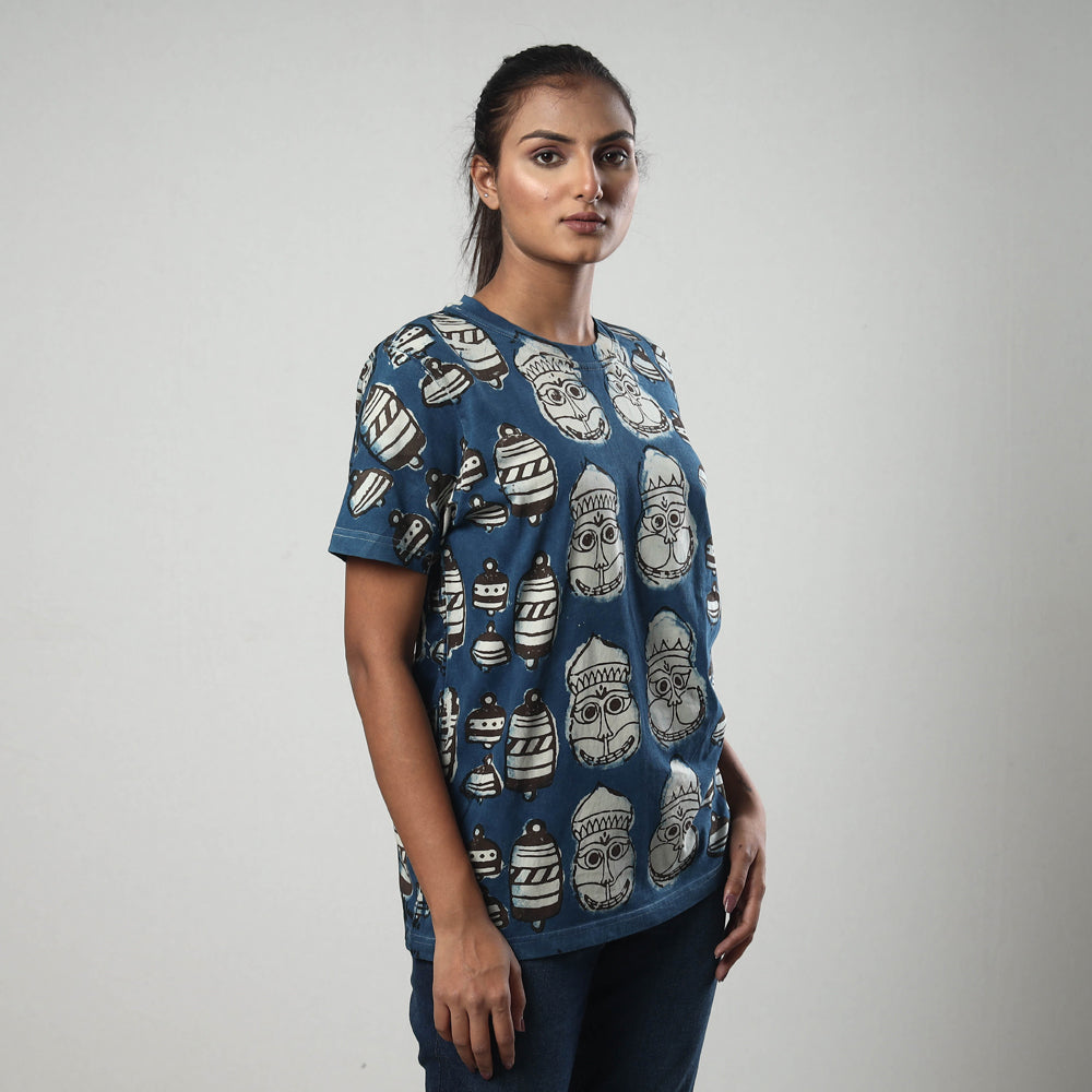  Bindaas Block Art Printed Cotton Round Neck T-shirt 