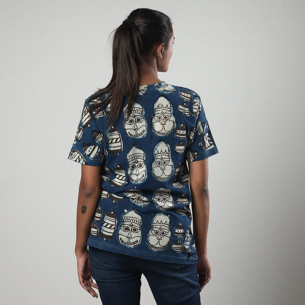  Bindaas Block Art Printed Cotton Round Neck T-shirt 