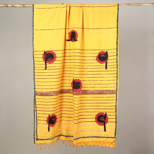 Yellow - Bengal Patchwork Handloom Pure Cotton Saree