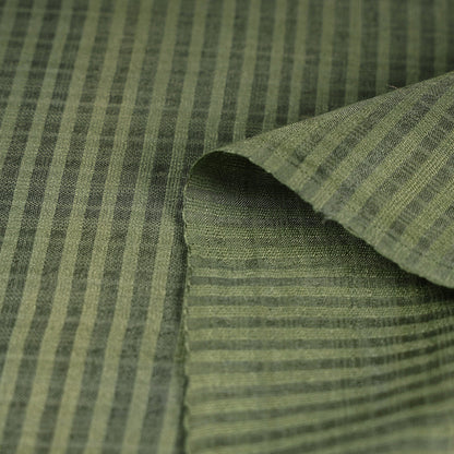 Green Vidarbha Tussar Silk Checks Handloom Fabric