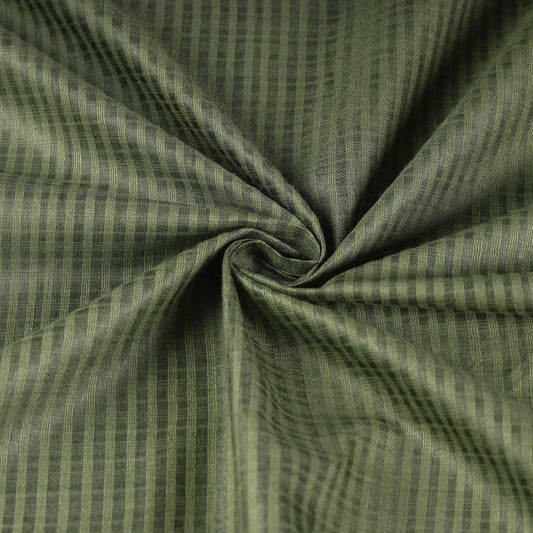 Green Vidarbha Tussar Silk Checks Handloom Fabric