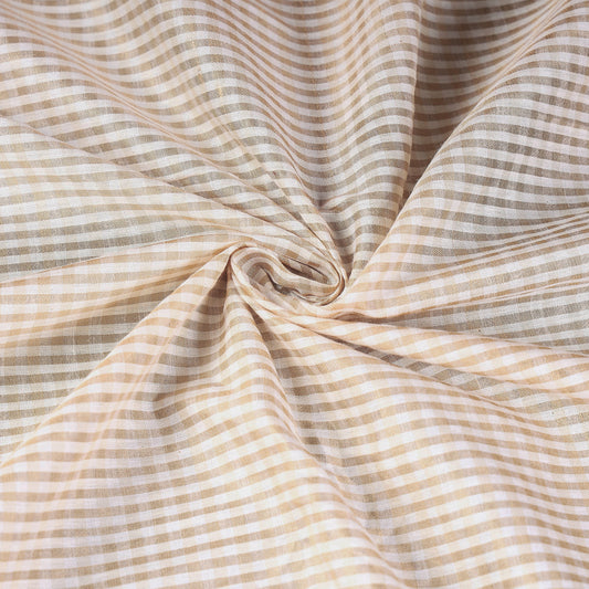 Beige Vidarbha Tussar Silk Checks Handloom Fabric