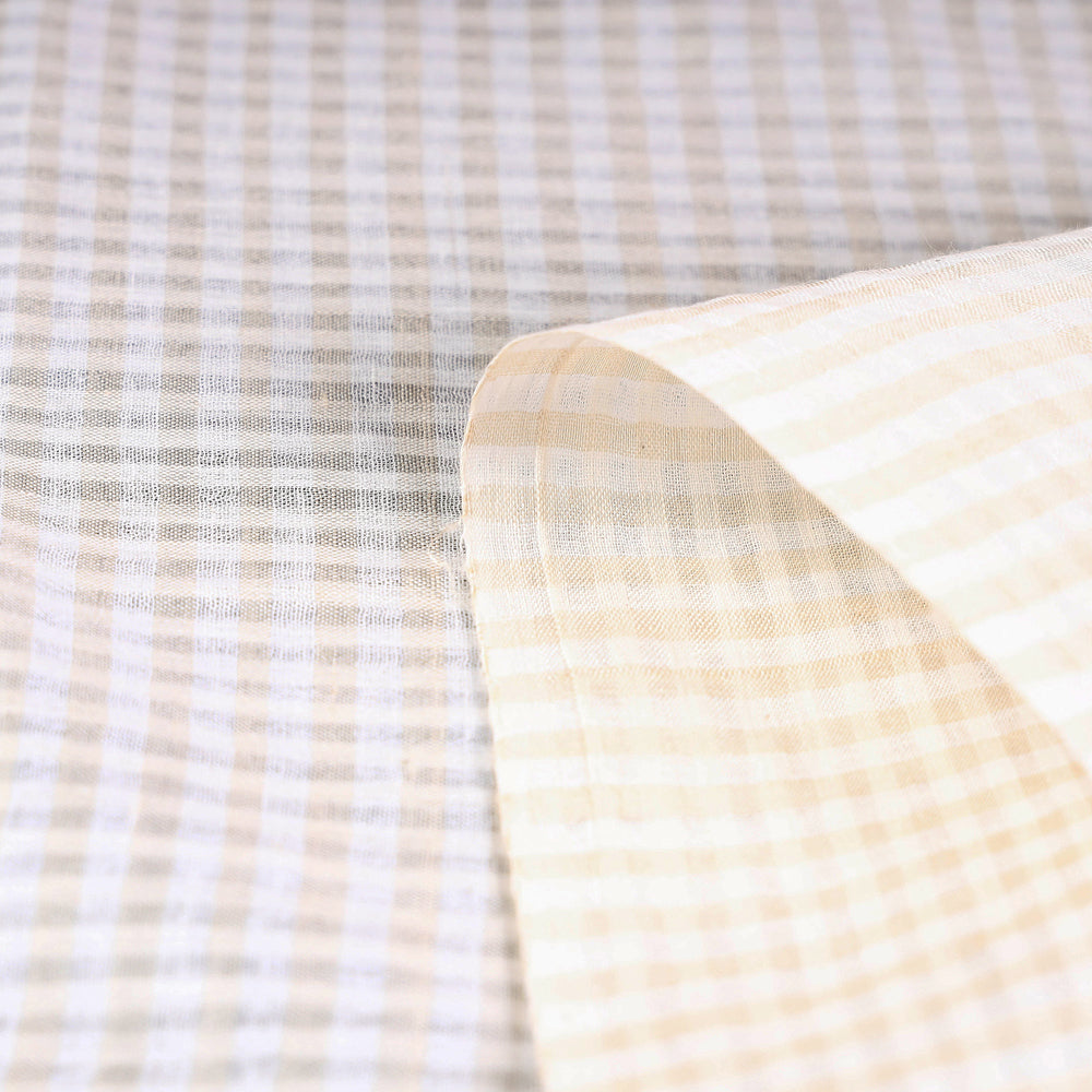 Vidarbha Tussar Silk Checks Handloom Fabric