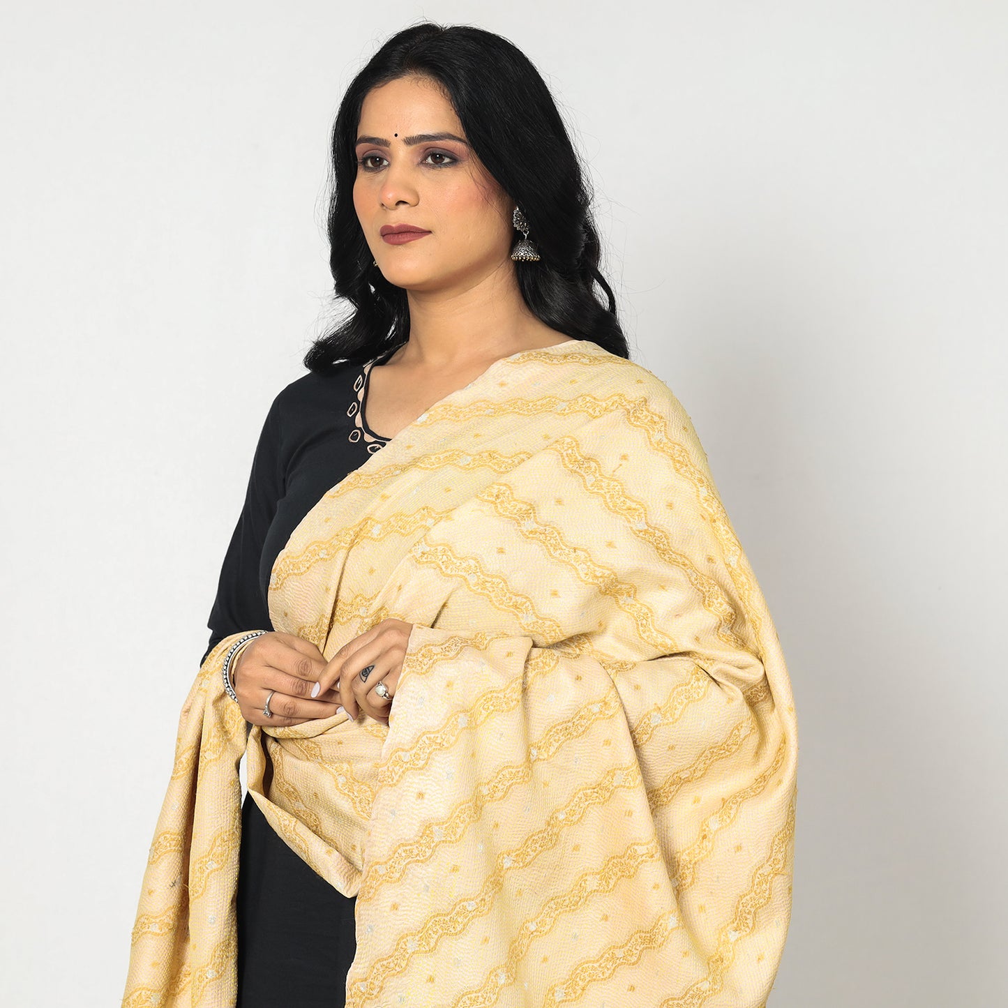 Kantha Embroidery Silk Dupatta 