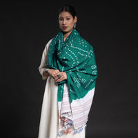 Green - Kutch Handwoven Bandhani Tie-Dye Pure Woolen Shawl