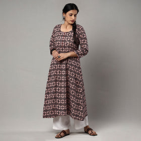 Buy Block Print Cotton A-Line Bagh Kurta For Women