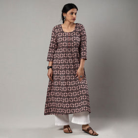 Buy Block Print Cotton A-Line Bagh Kurta For Women