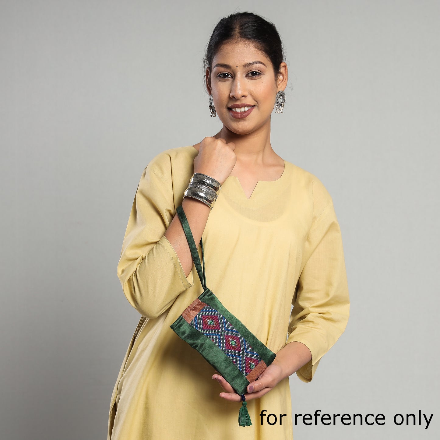Kutch Jat Hand Embroidery Mashru Silk Mobile Pouch