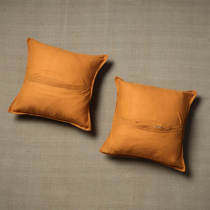 Set of 2 - Chandi Mati Kantha Work Cotton Cushion Cover (16 x 16 in)