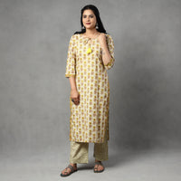 Sanganeri Block Printing Cotton Kurta with Palazzo & Dupatta Set