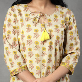 Buy Sanganeri Block Printing Cotton Kurta with Palazzo & Dupatta Set Online at iTokri.com
