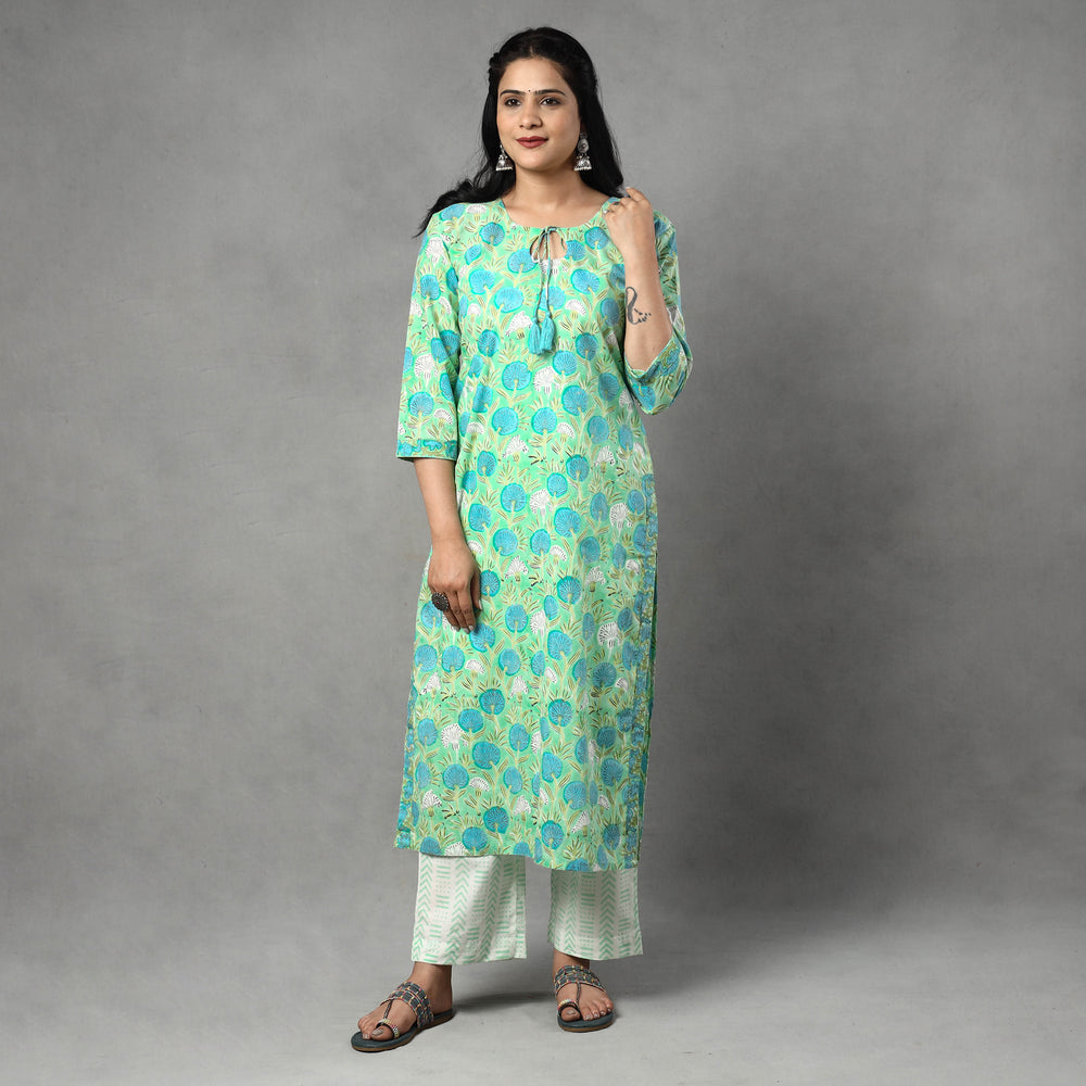 Sanganeri Kurta with Palazzo & Dupatta Set