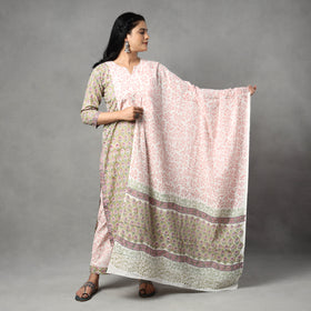 Buy Sanganeri Block Printing Cotton Kurta with Palazzo & Dupatta Set Online at iTokri.com