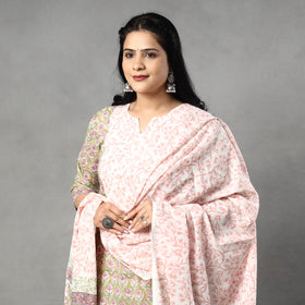 Buy Sanganeri Block Printing Cotton Kurta with Palazzo & Dupatta Set Online at iTokri.com