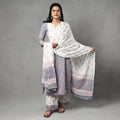 Buy Sanganeri Block Printing Cotton Kurta with Palazzo & Dupatta Set Online at iTokri.com