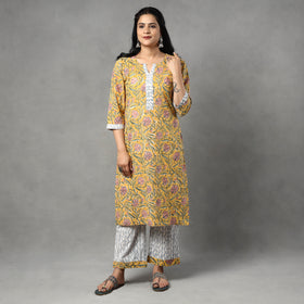 Buy Sanganeri Block Printing Cotton Kurta with Palazzo & Dupatta Set Online at iTokri.com