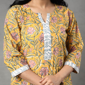 Buy Sanganeri Block Printing Cotton Kurta with Palazzo & Dupatta Set Online at iTokri.com