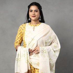  Sanganeri Block Printed Cotton Kurta with Palazzo & Dupatta Set 