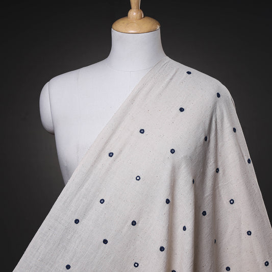 White - Organic Kala Cotton Handloom Mirror Work Fabric