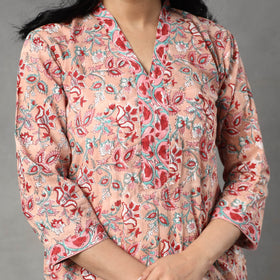  Sanganeri Block Printed Cotton Kurta with Palazzo & Dupatta Set Online at iTokri.com