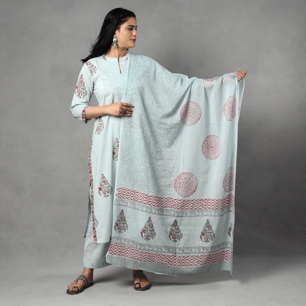 Sanganeri Kurta with Palazzo & Dupatta Set