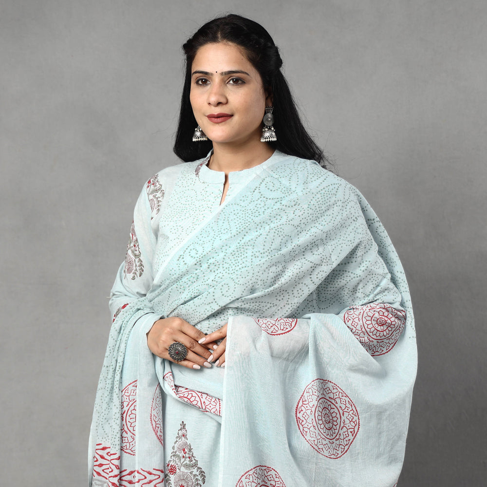 Sanganeri Kurta with Palazzo & Dupatta Set